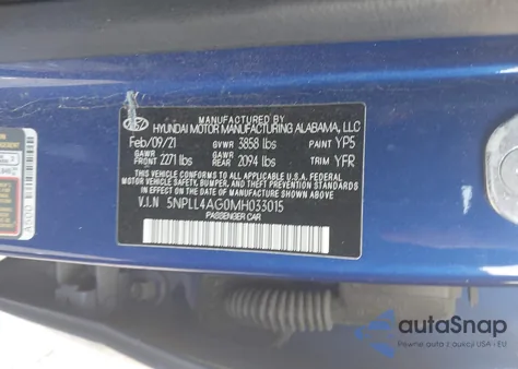 2021 Hyundai Elantra Se from USA, damaged, VIN 5NPLL4AG0MH033015
